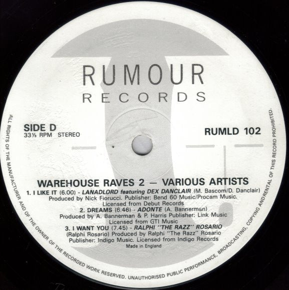 Various : Warehouse Raves 2 (2xLP, Comp)