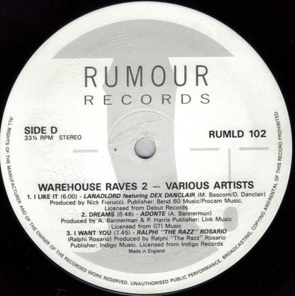 Various : Warehouse Raves 2 (2xLP, Comp)