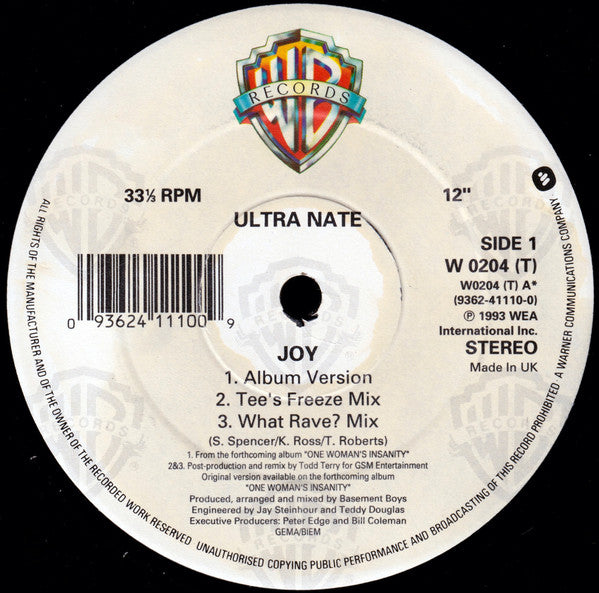 Ultra Naté : Joy (12")