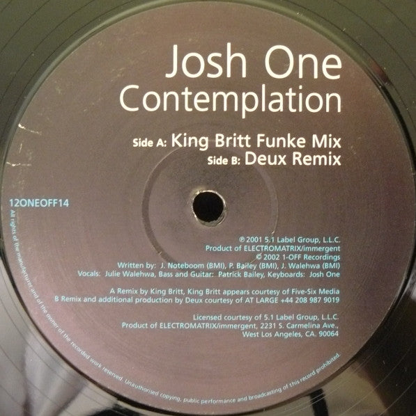 Josh One : Contemplation (12")