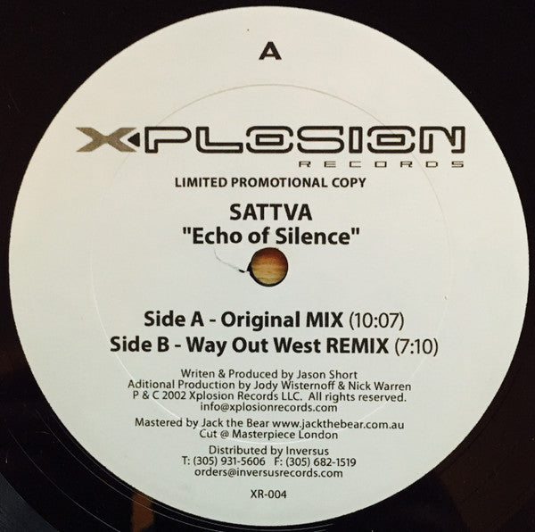Sattva : Echo Of Silence (12", Promo)