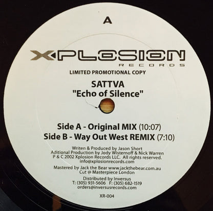 Sattva : Echo Of Silence (12", Promo)