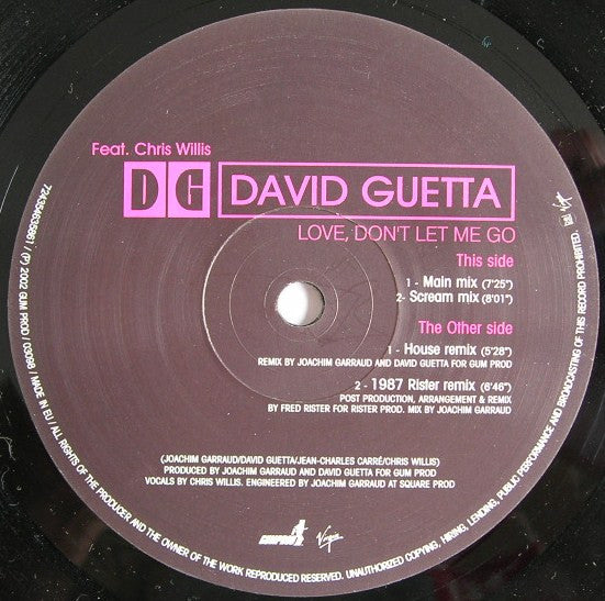David Guetta Feat. Chris Willis : Love, Don't Let Me Go (12")