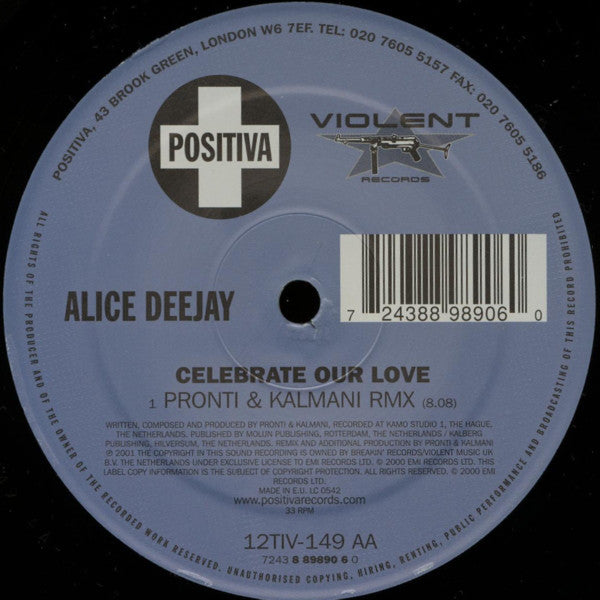 Alice Deejay : Celebrate Our Love (Remixes) (12")