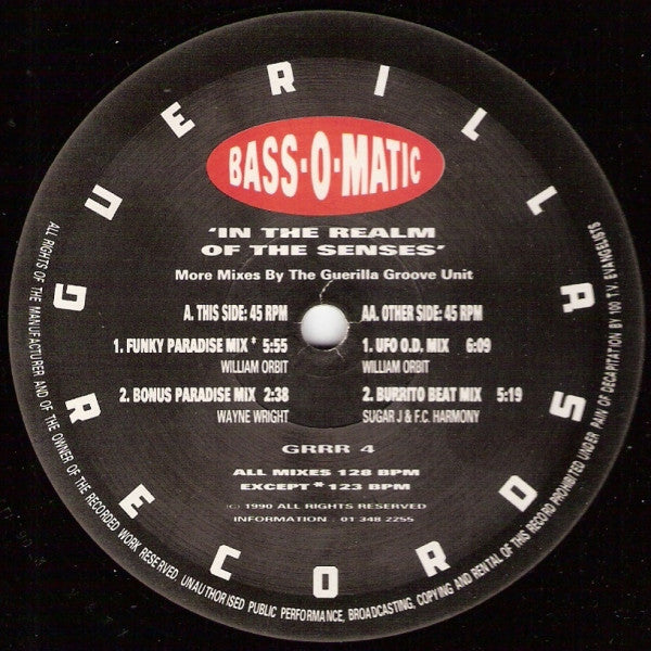 Bass-O-Matic* : In The Realm Of The Senses (More Mixes By The Guerilla Groove Unit) (12", RE)
