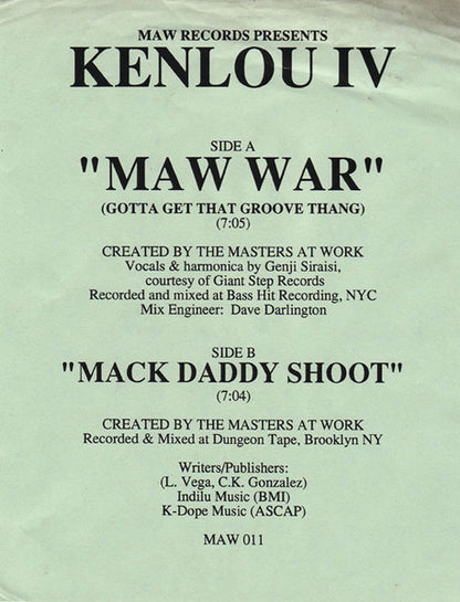Kenlou IV* : MAW War (Gotta Get That Groove Thang) (12", Promo, W/Lbl)