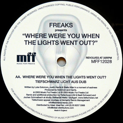 Freaks : Where Were You When The Lights Went Out? (12")
