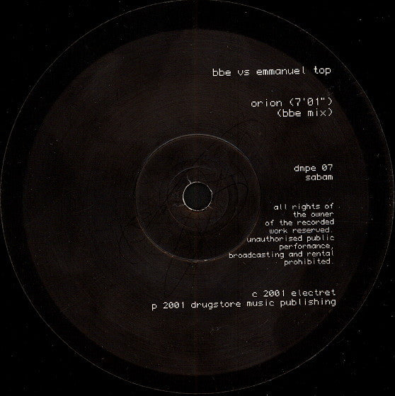 BBE* vs. Emmanuel Top : Orion (12")