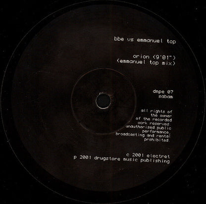 BBE* vs. Emmanuel Top : Orion (12")