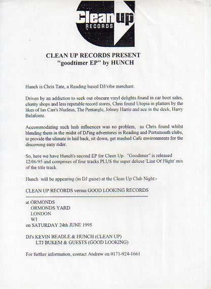 Hunch : Goodtimer EP (12", EP)