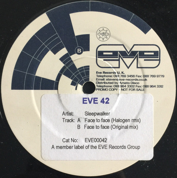 Sleepwalker : Face To Face (12", Promo)