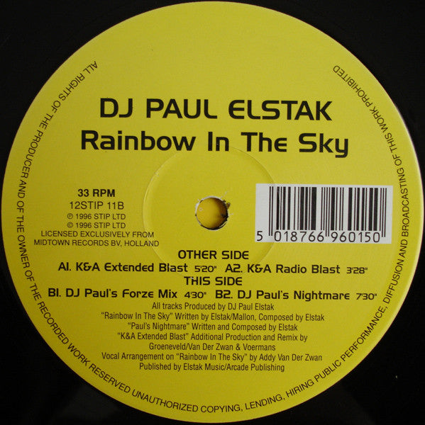 DJ Paul Elstak* : Rainbow In The Sky (12")