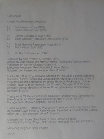 First Choice : Armed And Extremely Dangerous (1997 Remixes By Full Intention & Cevin Fisher) (2x12", Promo)