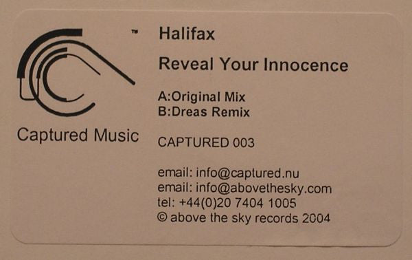 Halifax : Reveal Your Innocence (12", W/Lbl)