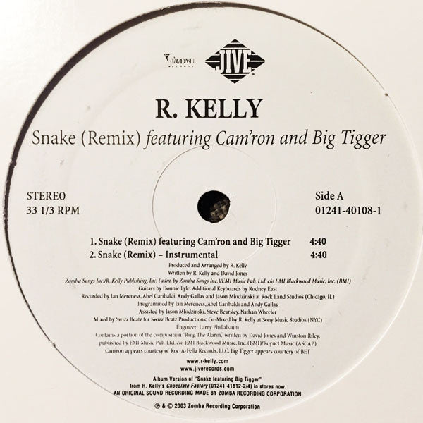 R. Kelly Featuring Cam'ron & Big Tigger : Snake (Remix) (12", Maxi)