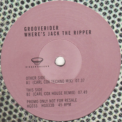 Grooverider : Where's Jack The Ripper (Remixes By Carl Cox) (12", Promo)