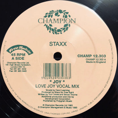 Staxx : Joy (12")