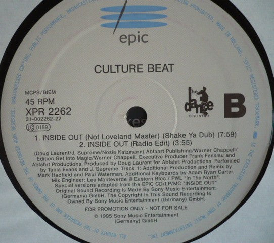 Culture Beat : Inside Out (12", Promo)