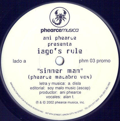 Iago's Rule : Sinner Man (12", Promo)