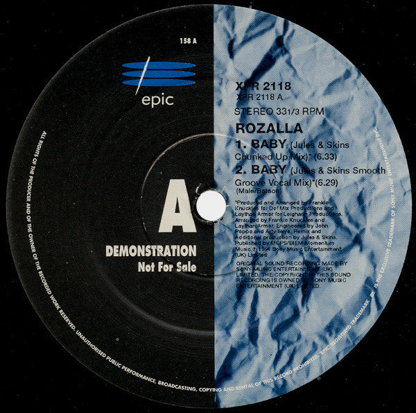 Rozalla : Baby (12", Promo)