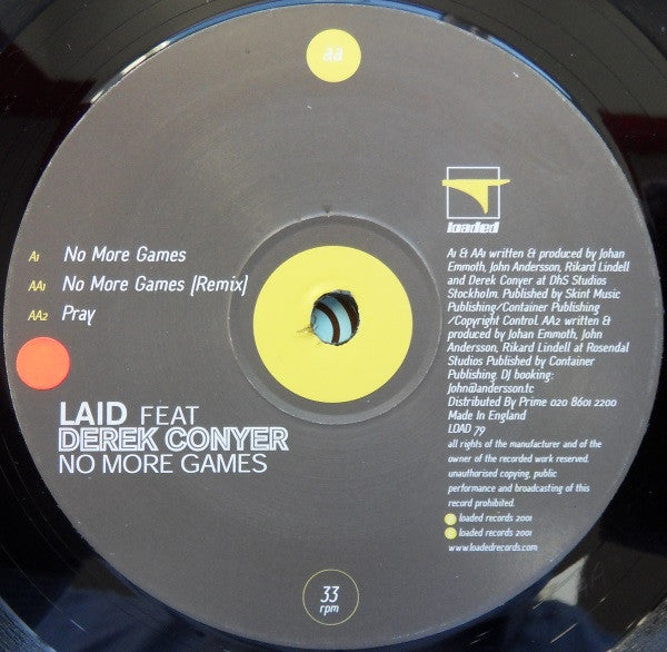 Laid Featuring Derek Conyer : No More Games (12", Promo, Com)