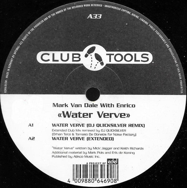 Mark Van Dale With Enrico : Water Verve (12")