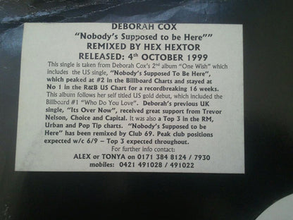 Deborah Cox : Nobody's Supposed To Be Here (12", Promo)