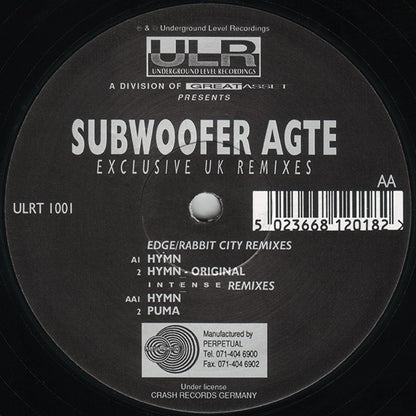 Subwoofer Agte : Hymn - Exclusive UK Remixes (12")
