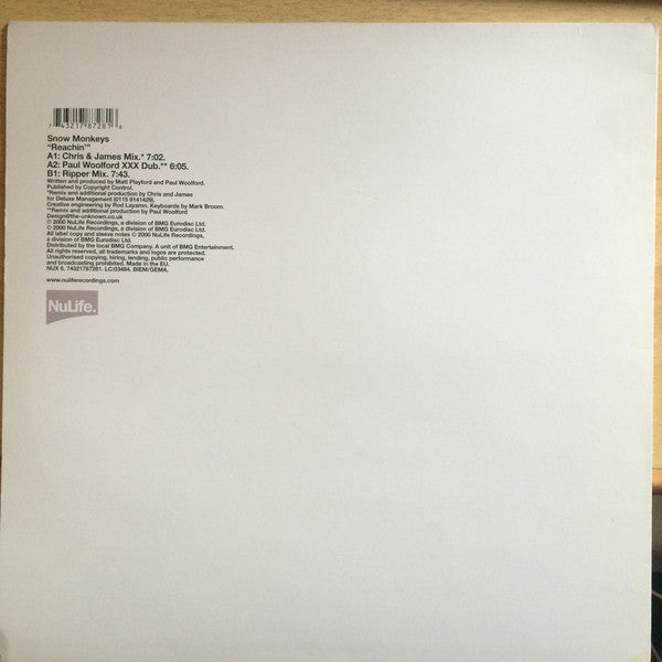 Snow Monkeys : Reachin' (12")