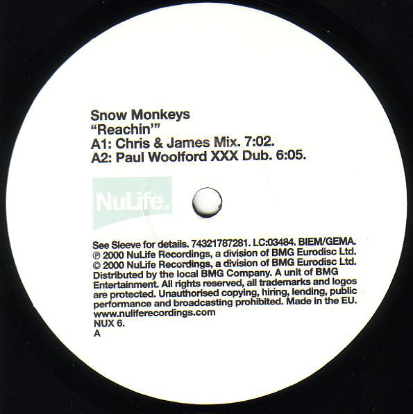 Snow Monkeys : Reachin' (12")