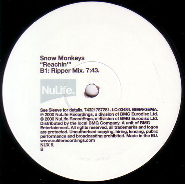 Snow Monkeys : Reachin' (12")