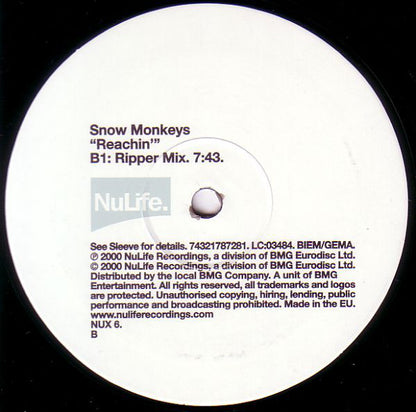 Snow Monkeys : Reachin' (12")