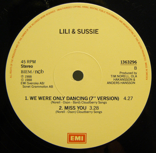 Lili & Sussie : We Were Only Dancing (12", Single)