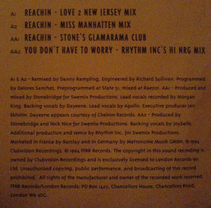 House Of Virginism : Reachin (12", Single)