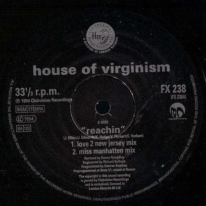 House Of Virginism : Reachin (12", Single)