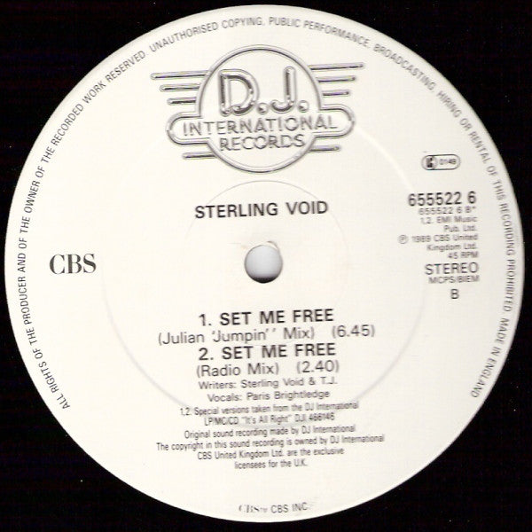 Sterling Void Featuring Paris Brightledge : Set Me Free (12")