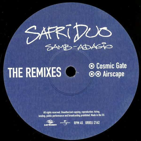 Safri Duo : Samb-Adagio (The Remixes) (12")