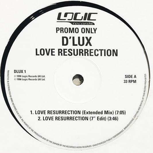 D'Lux (2) : Love Resurrection (12", Promo)