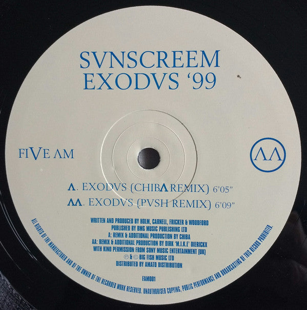 Sunscreem : Exodus '99 (12")