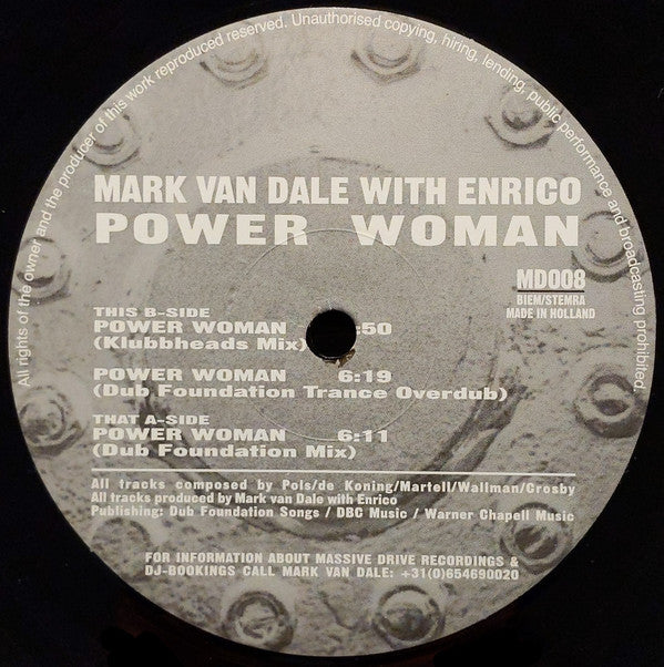 Mark Van Dale With Enrico : Power Woman (12")