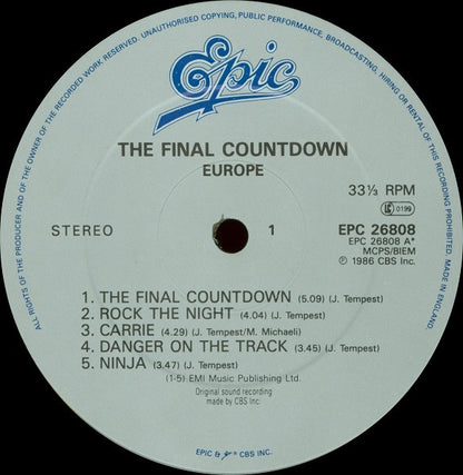 Europe (2) : The Final Countdown (LP, Album)