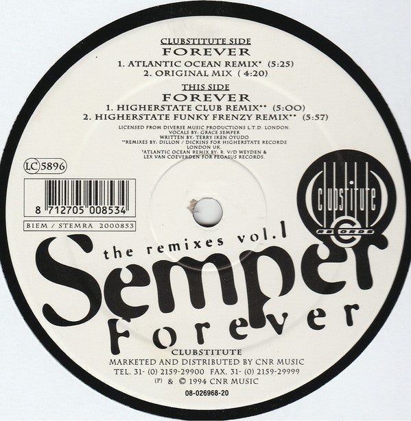 Semper : Forever (The Remixes Vol. 1) (12")