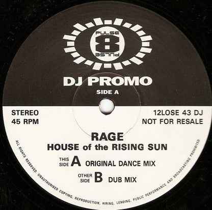 Rage : House Of The Rising Sun (12", Promo)