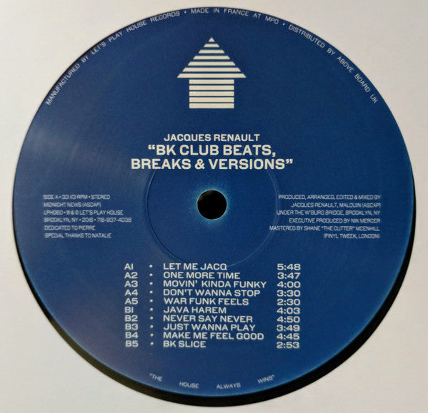 Jacques Renault : BK Club Beats, Breaks & Versions (12", Album)