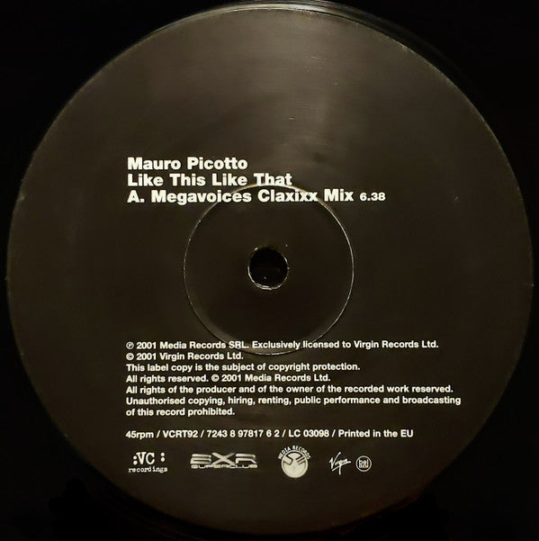 Mauro Picotto : Like This, Like That (Part 1) (12", Single)