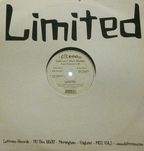 Subb-an & Matt Mancini : Italia Subculture EP (12", EP, Dua)