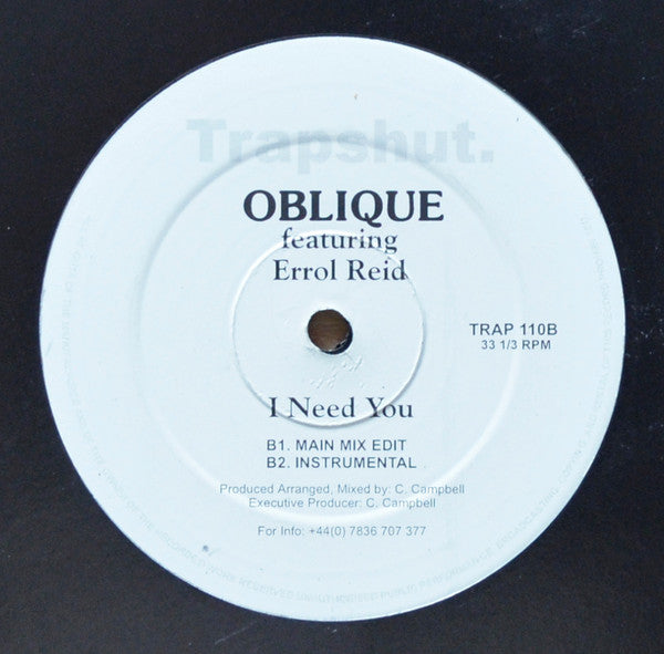 Oblique (3) Featuring Errol Reid : I Need You (12")