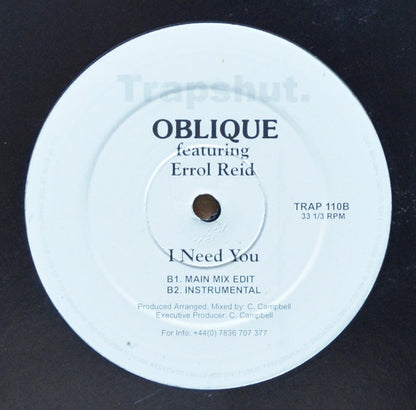 Oblique (3) Featuring Errol Reid : I Need You (12")