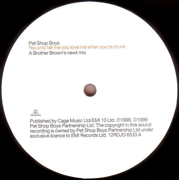 Pet Shop Boys : Drunk (The Brother Brown Mixes / The T-Total Mix / The Attaboy Mix) (2x12", Promo)