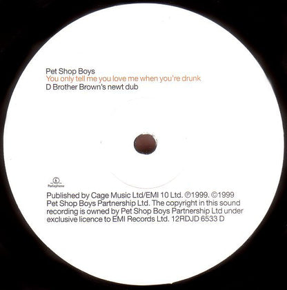 Pet Shop Boys : Drunk (The Brother Brown Mixes / The T-Total Mix / The Attaboy Mix) (2x12", Promo)